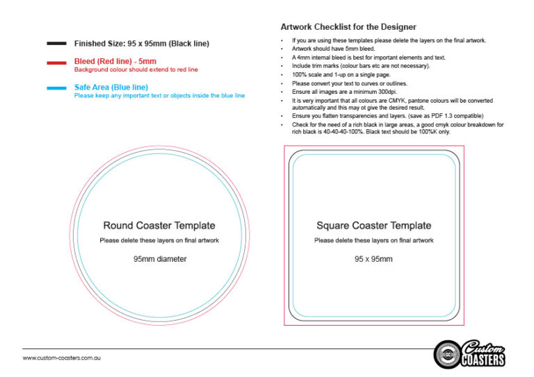 Custom Coasters Artwork Guidelines