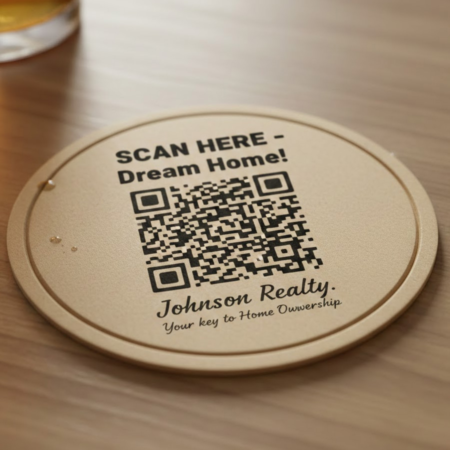 scan her qr code custom beer coaster