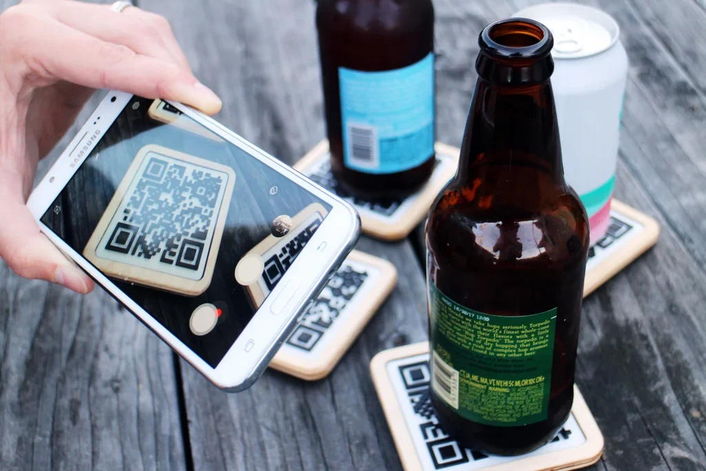 tradie qr code on beer coaster