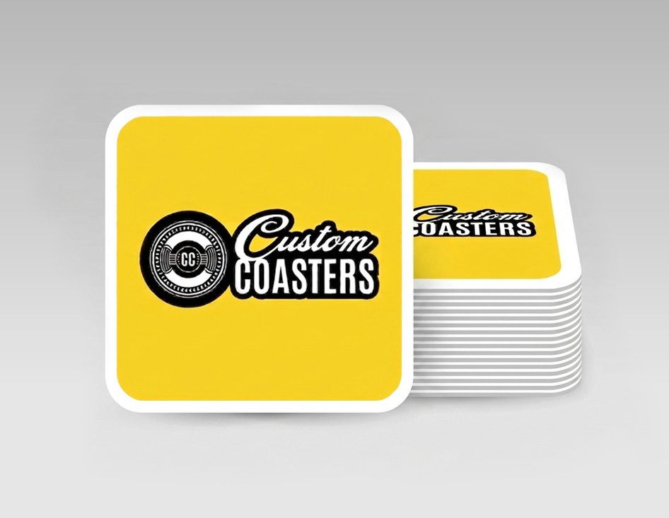square custom printed beer coasters