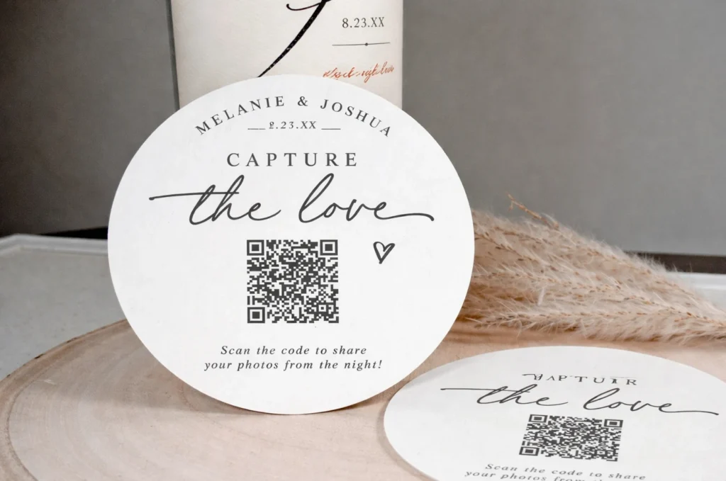 wedding coasters qr code photo downloads