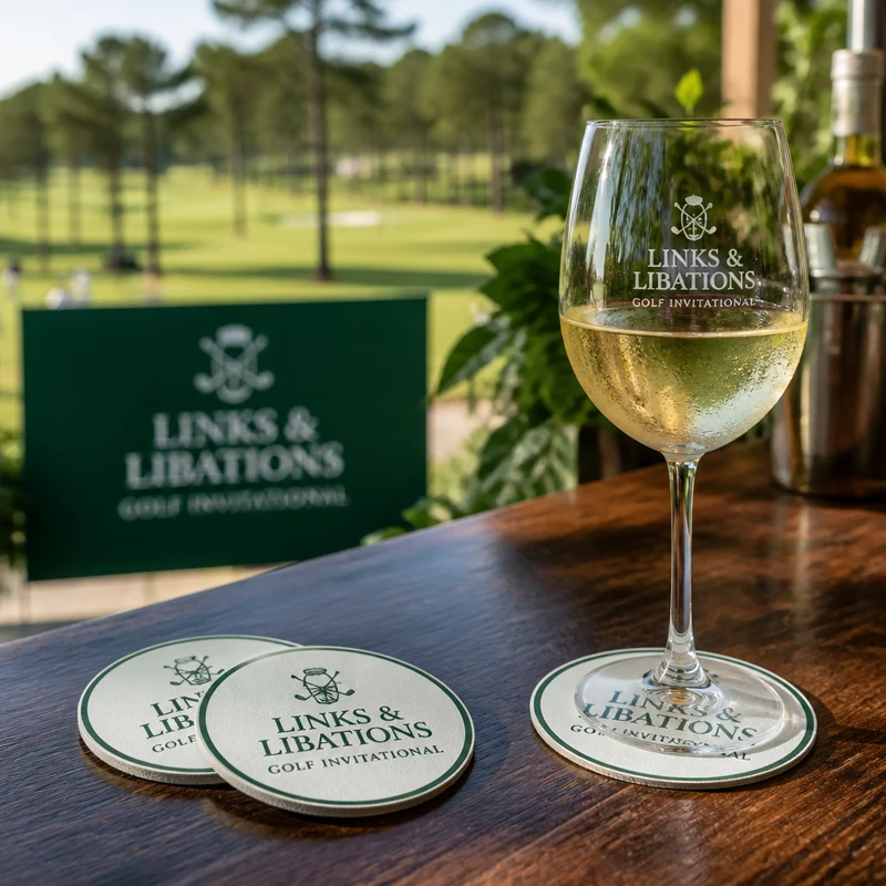 personalised coasters for golf event