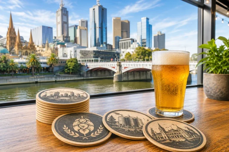 Beer coaster buying guide showing recommended coaster quantities for cafés, pubs, breweries and events.